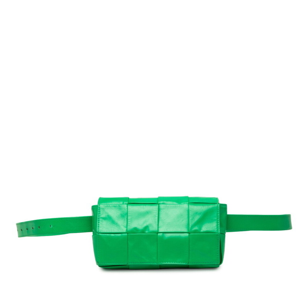 Bottega Veneta Maxi Intrecciato Cassette Body Bag Waist Belt Green Leather Wo...